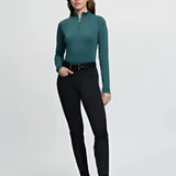 Teal lemieux halle lightweight long-sleeved zip-neck top with fitted silhouette for base layer jungle use