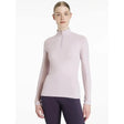 A soft lavender lemieux halle lightweight long-sleeved base layer with high collar and quarter-zip closure