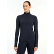 Navy blue lemieux halle lightweight long sleeve base layer with sheer mesh side panels for breathable comfort