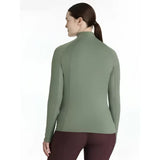 Olive green lemieux halle lightweight long sleeve base layer rosemary with high collar and subtle seams for active wear
