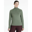 Olive green lemieux halle lightweight base layer rosemary quarter zip athletic top with long sleeves