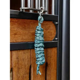 Teal braided rope leash with metal hook lemieux harlequin leadrope harlequin leadrope aqua for stable use