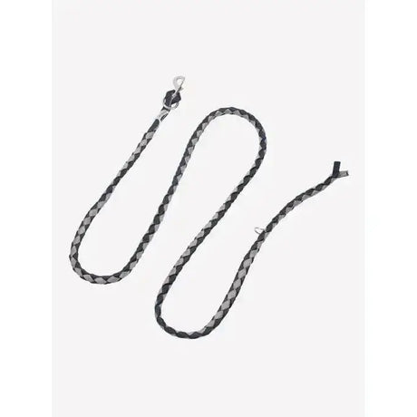 Black braided rope lemieux harlequin leadrope navy pecan with silver toned metal clasp for secure handling