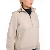 Beige Lemieux Harley Hybrid Hoodie with hood and side pockets for stylish comfort