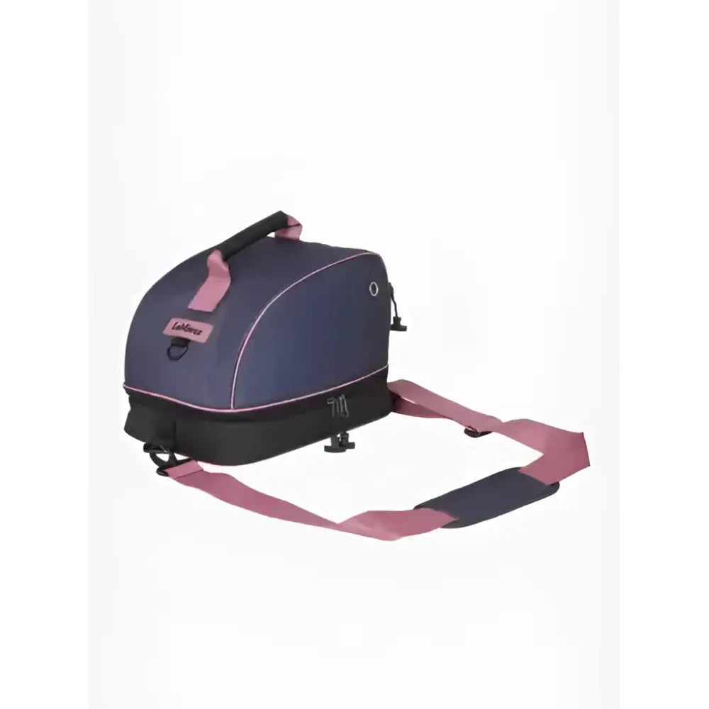 Navy blue and pink lemieux hat box with adjustable strap in dusk blue box style for secure bike storage