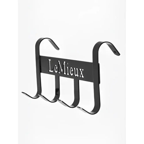Black metal lemieux headcollar hanger with lemieux engraved in silver perfect for headcollar storage