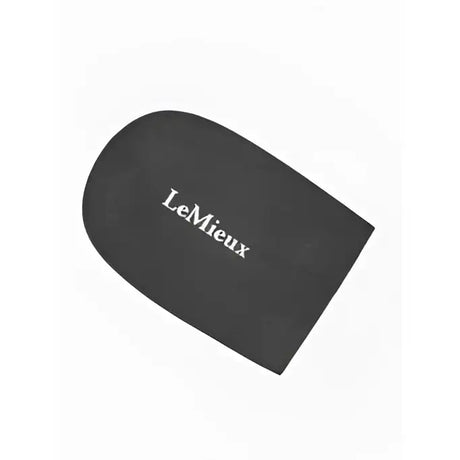 Black lemieux heel riser shoe insole with smooth curved surface and white embroidered lemieux heel branding