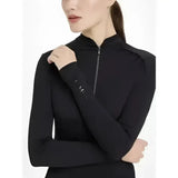 Black lemieux heyden lightweight long-sleeved base layer with high collar and zipper front for athletic use