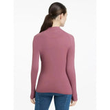 A fitted lemieux heyden lightweight base layer rosewood top with high neckline and soft stretchy fabric