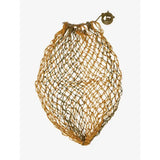 Vintage style olive and tan woven lemieux hippo haynet alpine with knotted handle for easy carrying