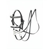 Black leather double bridle with silver hardware and rhinestone browband from lemieux hobby horse collection