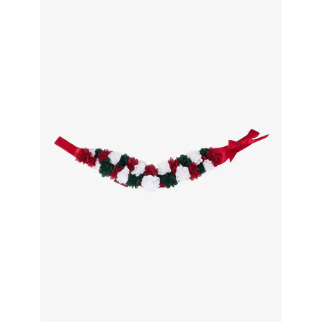 A lemieux hobby horse flower sash red with festive red white and green floral garland and satin ribbon ends