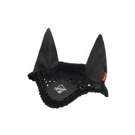 Black lemieux hobby horse fly hood with lace trim and beads identical miniature version ear cover