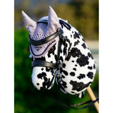 Lavender crocheted lemieux hobby horse fly hood lilac with lace trim designed for dapple grey stick horse