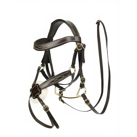 LeMieux Hobby Horse Grackle Bridle Brown features dark leather reins for competition