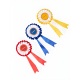 Award ribbons in red, blue, and yellow from Lemieux Hobby Horse Rosette Pack Multi