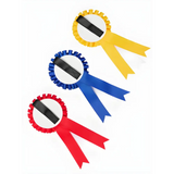 Award ribbons in red, blue, and yellow for Lemieux Hobby Horse Rosette Pack Multi