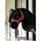 Black plush lemieux hobby horse spike with pink harness and lambs & ivy embroidery for mini riders