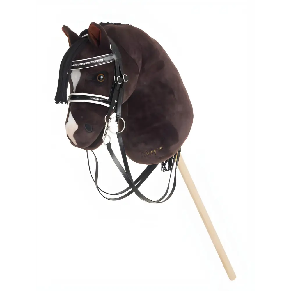 Lemieux Hobby Horse Valegro with plush brown head on a wooden stick, perfect for kids