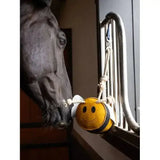 Yellow and black plush lemieux horse toy adorable buzzy bee with white wings hanging from rope for horse play