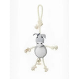 Gray plush lemieux horse toy donkey with rope limbs and knotted hanging loop for horses to play with