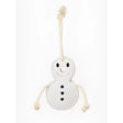 White wooden lemieux horse toy snowman with black eyes smiling face and three black buttons down its front