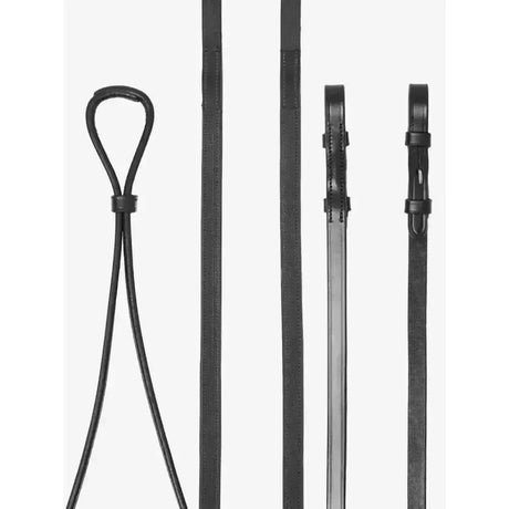 LeMieux Hunter Half Lined Curb Rein Black/Silver Black/Silver Pony Half Rubber Reins