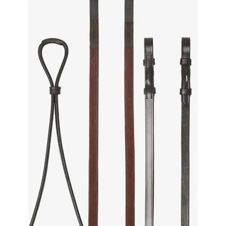 LeMieux Hunter Half Lined Curb Rein Havana/Silver Havana/Silver Pony Half Rubber Reins