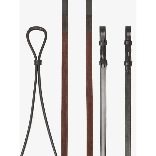 LeMieux Hunter Half Lined Curb Rein Havana/Silver Havana/Silver Pony Half Rubber Reins