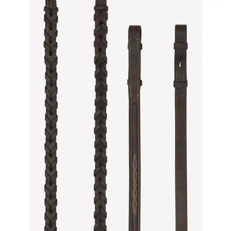Black leather lemiuex hunter laced reins with stitching havana silver made from premium american oiled leather