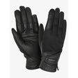 Black leather lemieux hybrid riding gloves with textured palm and reinforced stitching for close contact grip