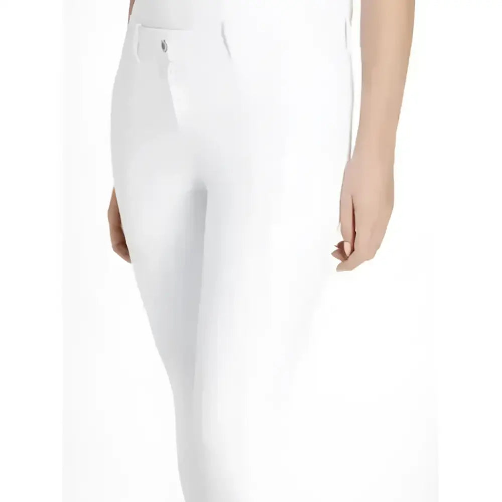 White high-waisted skinny jeans with a sleek design from lemieux imogen knee grip breeches white collection