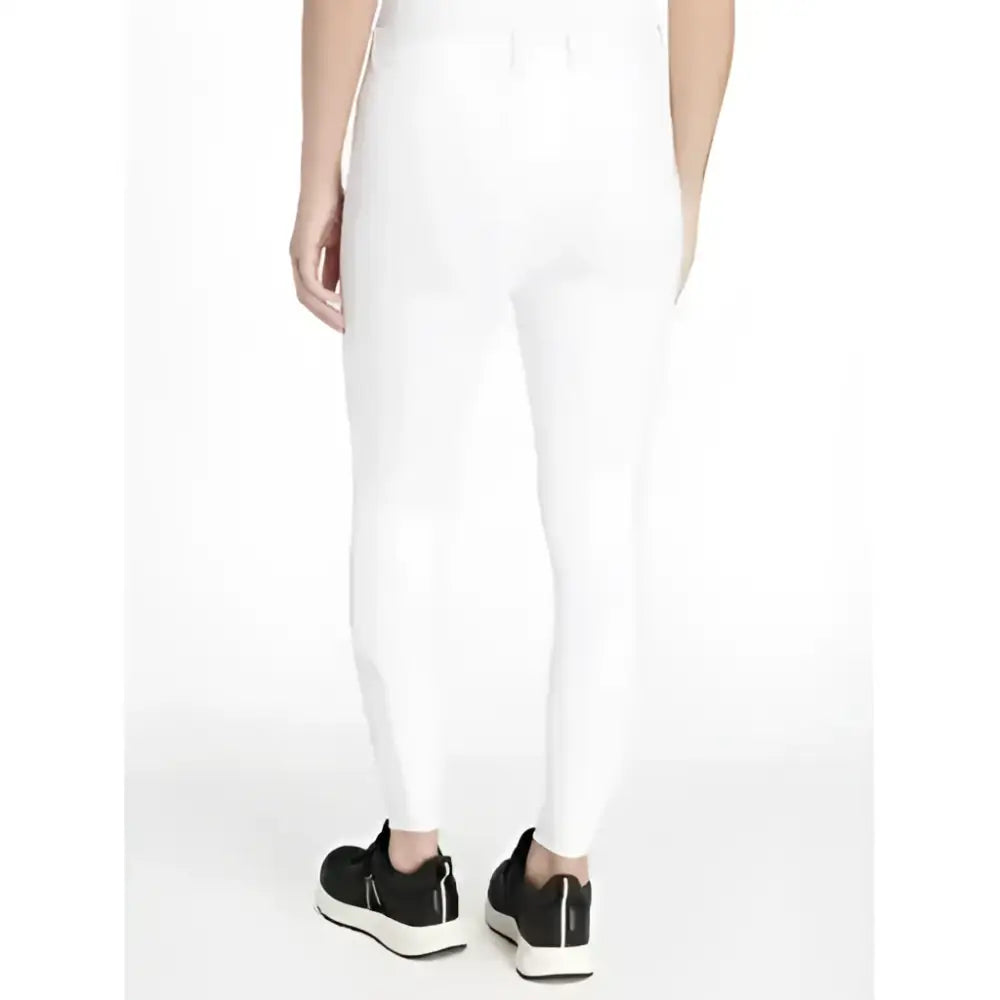 White lemieux imogen knee grip breeches with high waisted slim fit and subtle stitching details