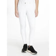 White lemieux imogen knee grip breeches with sleek form fitting design and single button waist closure