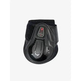 Black lemieux impact compliant fetlock boot with moulded protective strike and reinforced textured design