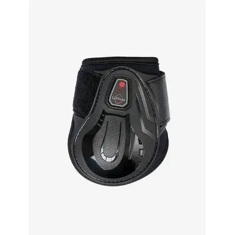 Black lemieux impact compliant fetlock boot with moulded protective strike and reinforced textured design