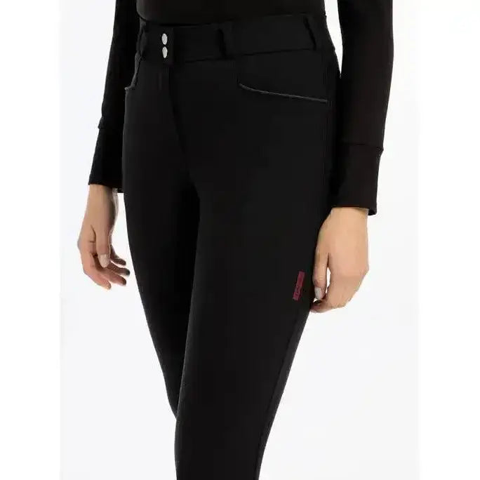 Black lemieux isabelle seat breeches black with sleek breeches combine design and subtle red branding on thigh