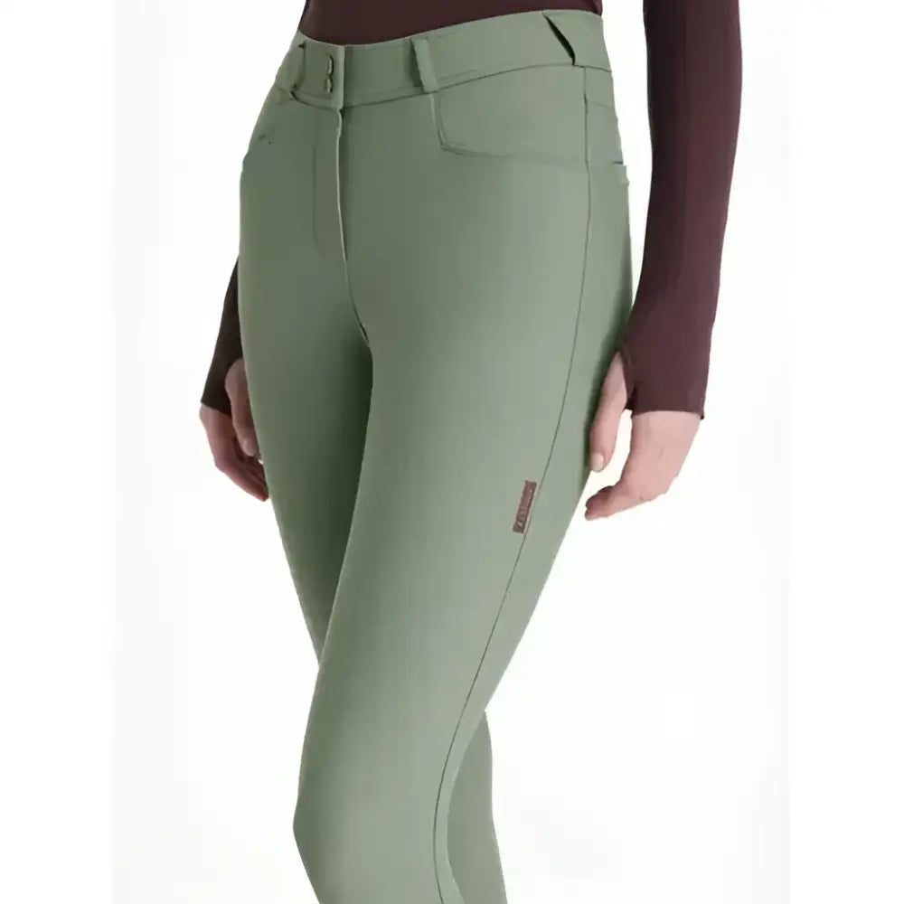 Olive green lemieux isabelle seat breeches rosemary with sleek fit and subtle stitching details for riding comfort