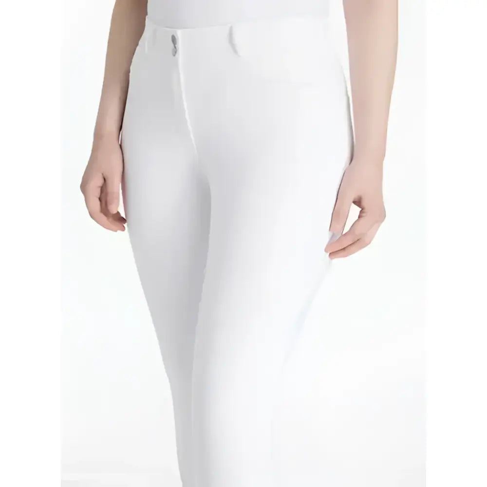 White high waisted lemieux isabelle seat breeches with sleek fit and subtle stitching in seat breeches white style