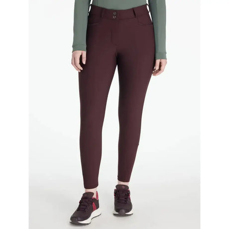 Maroon high waisted lemieux isabelle knee grip breeches damson with sleek fit and subtle front pockets