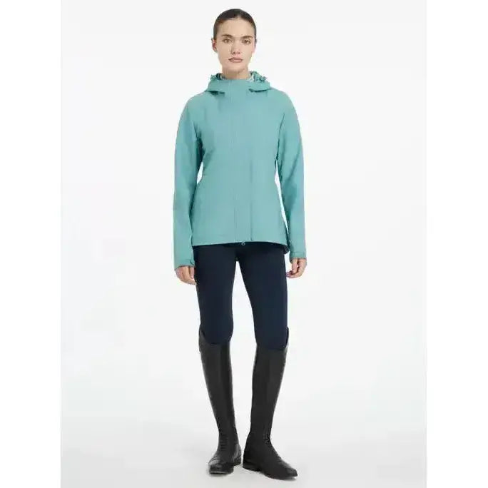 Teal lemieux isla short waterproof jacket lagoon with hood and sleek modern design perfect for rainy days
