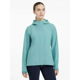 Teal lemieux isla short waterproof jacket lagoon with hood and ruffled trim for stylish rainy day wear