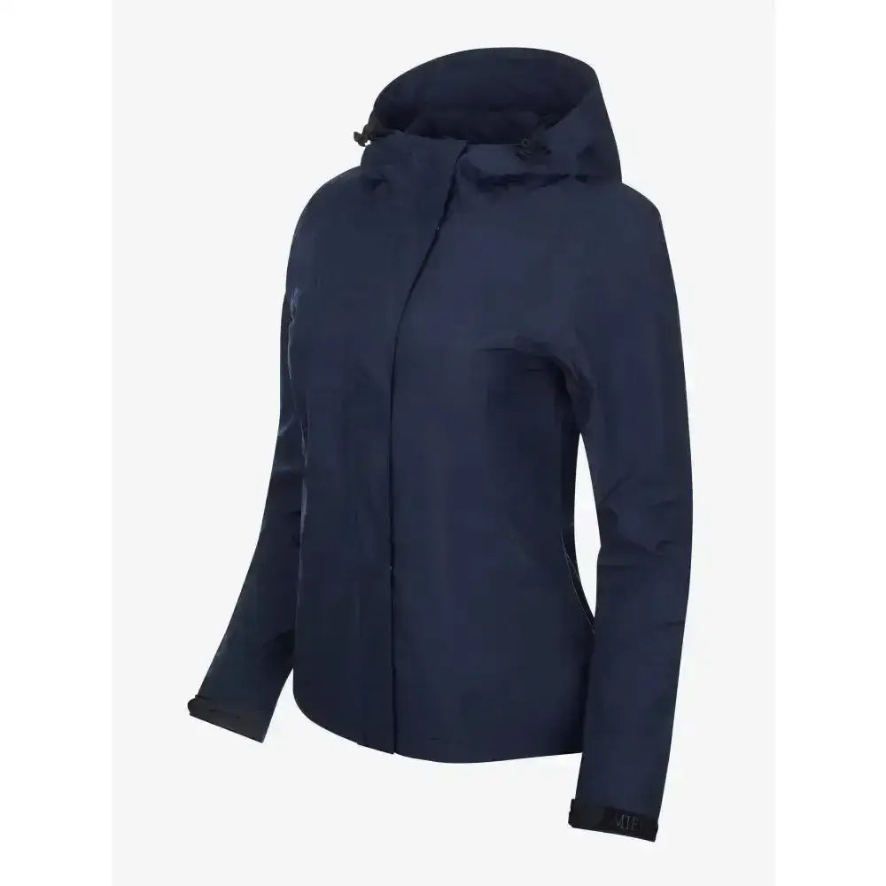 Navy lemieux isla short waterproof jacket with hood sleek design and subtle zipper details perfect for rainy weather