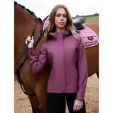 Lemieux isla short waterproof jacket rosewood in purple with hood and zippered front perfect for rainy rides