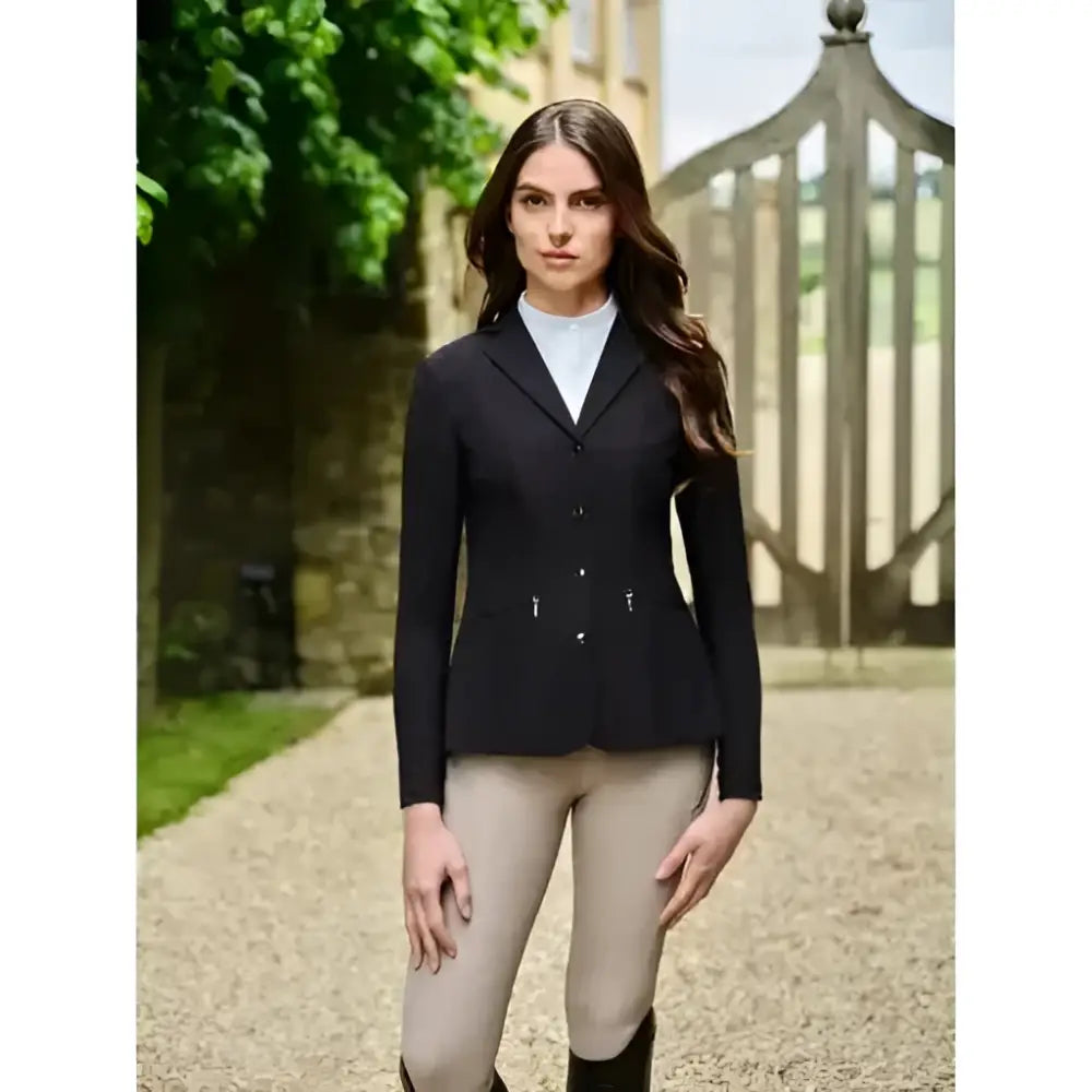 Black lemieux jessica mesh show jacket with tailored fit button closure and subtle stitching details