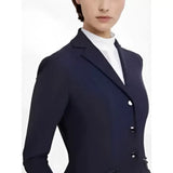 Navy tailored equestrian jacket with black buttons and subtle perforated detailing lemieux jessica mesh show jacket