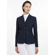 Navy blue lemieux jessica mesh equestrian show jacket with silver zippers and buttons for riding events