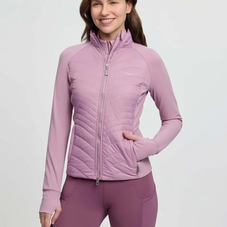 A soft lavender lemieux juliette jacket with quilted fondant fabric and soft jersey sleeves for cozy wear