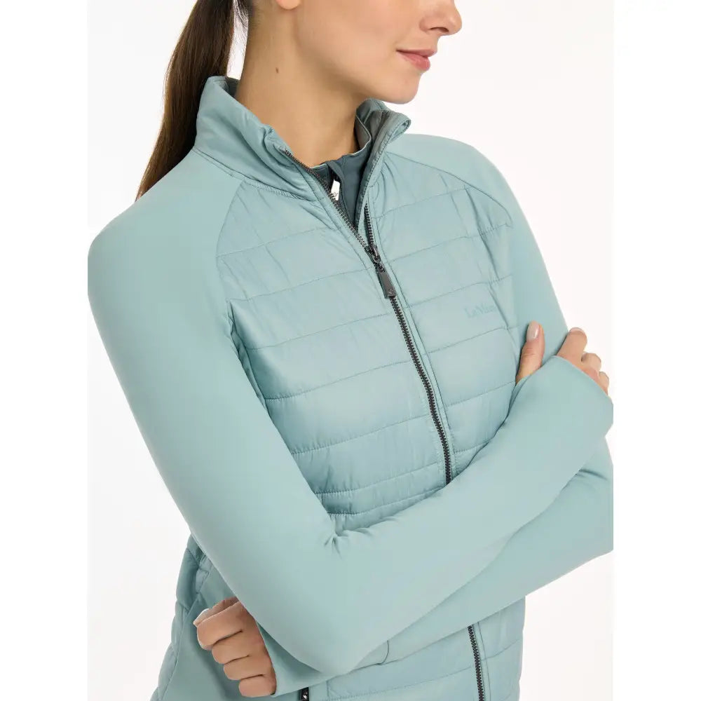 Light blue quilted Lemieux Juliette Jacket Glacier with high collar and zip-up design