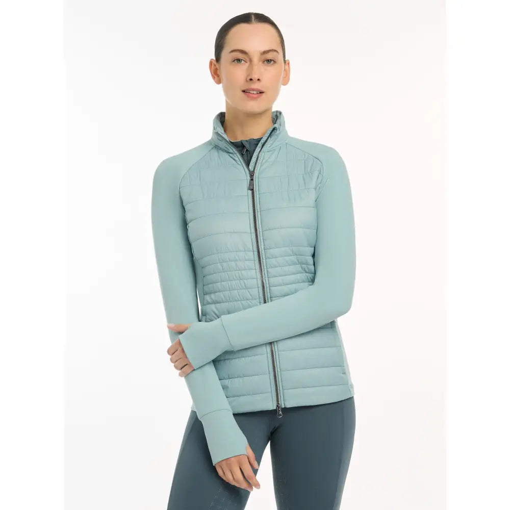 Light blue Lemieux Juliette Jacket Glacier with zip-up front and high collar